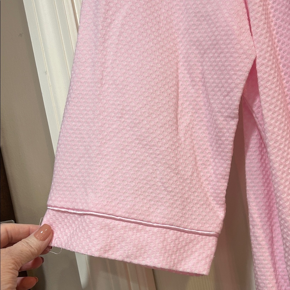 NWT White Stag Pink Textured & Embroidered Lightweight Robe - Picture 7 of 11